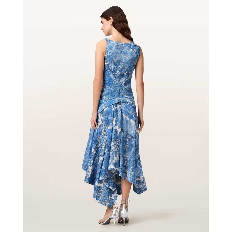 AllSaints Prue Draped Asymmetric Midi Dress image number 1